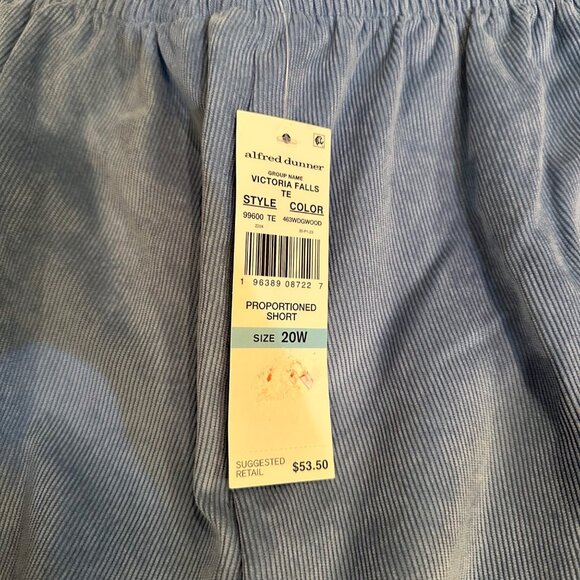 ALFRED DUNNER WOMENS 20W BLUE CORDUROY PULL ON PANTS CLASSIC FIT COMFORT - Picture 7 of 10